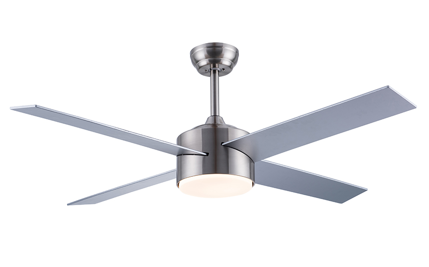 52-1084B 52-Inch Brushed Nickel Ceiling Fan with Light and Remote Control