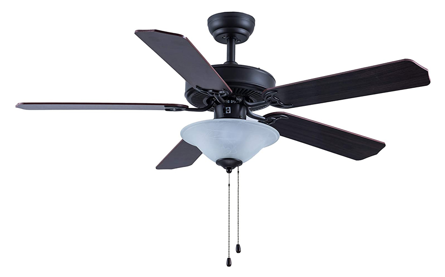 Ceiling Fan 52 Inch Indoor Reversible Blade Large Room Black Walnut Natural Iron 