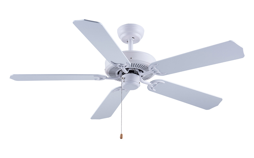 52-1087 52-Inch Ceiling Fan with Pull Chain Control in Matt White Finish ,Reversible Plywood Blades