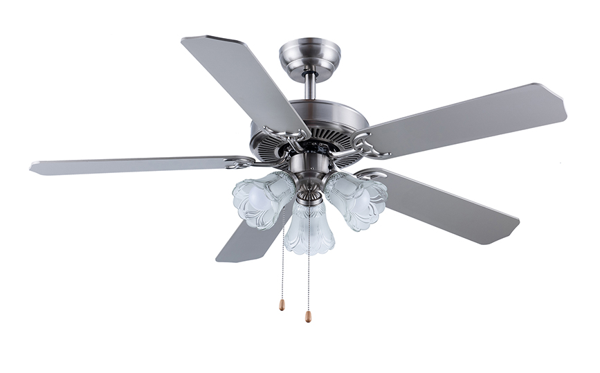52-1087 52-Inch Brushed Nickel Ceiling Fan with Light and Remote Control with Glass Shade