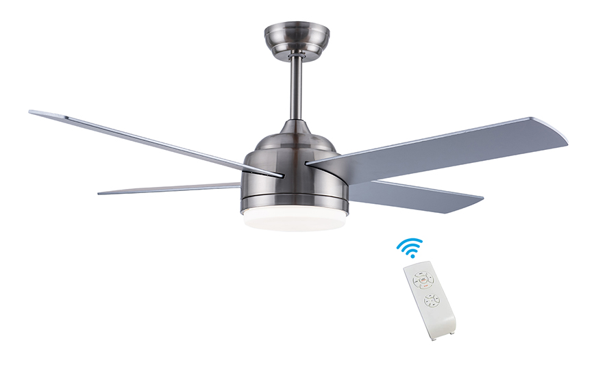 52-1083SN Satin Nickel Ceiling Fan with Remote Control and Reversible Blades